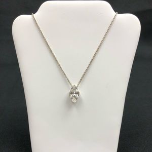 Avon silver tone marquise cz necklace